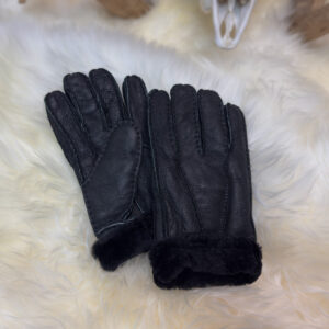 Black Leather Sheepskin Gloves